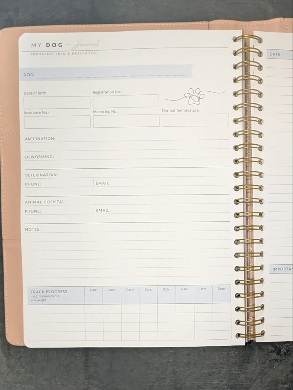 2026 Pink Spiral Planner with Sticker Sheet And Vegan Leather Case